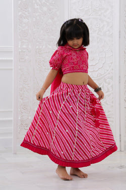 Pink Lehriya Lehenga