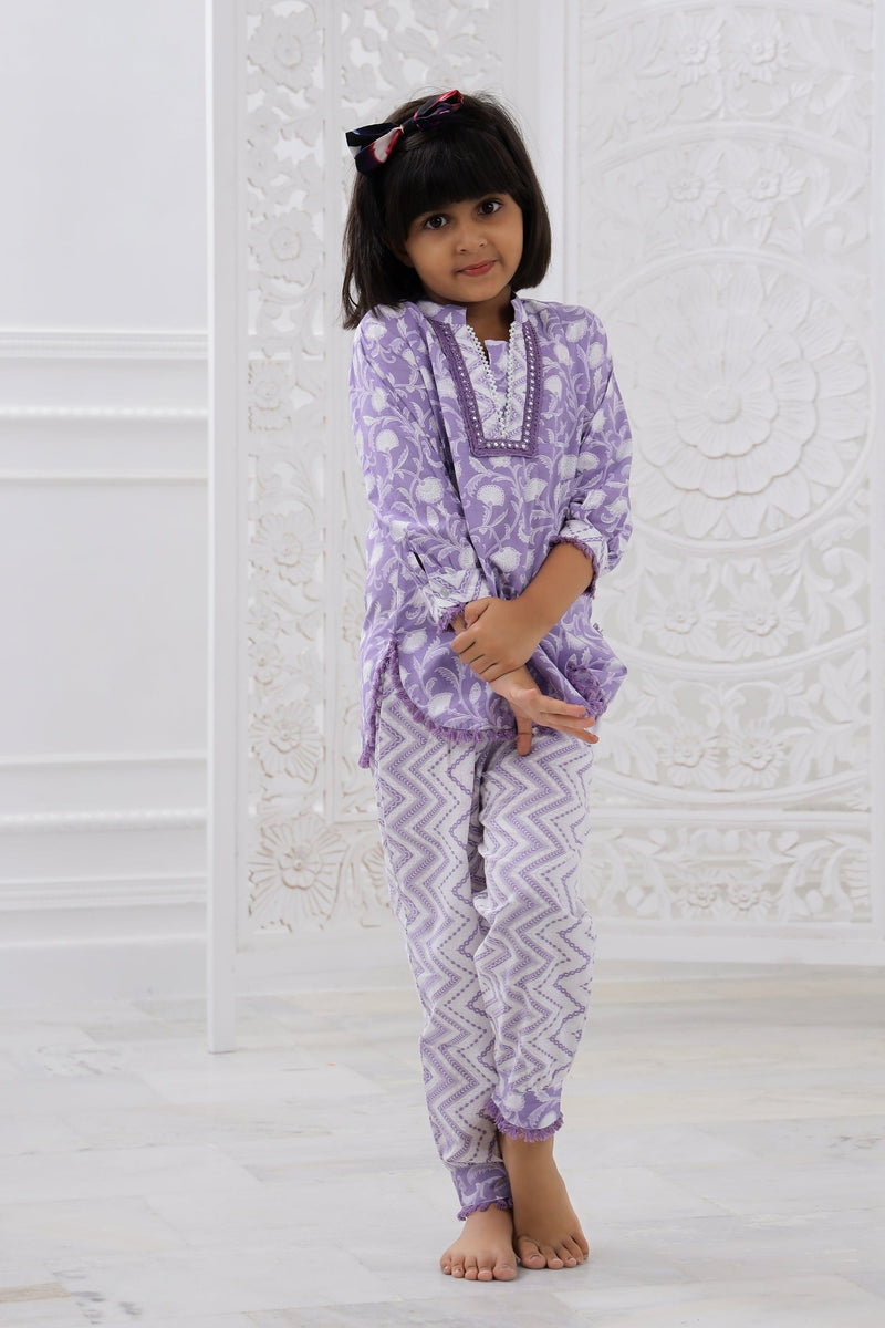 lilac floral kurti salwar