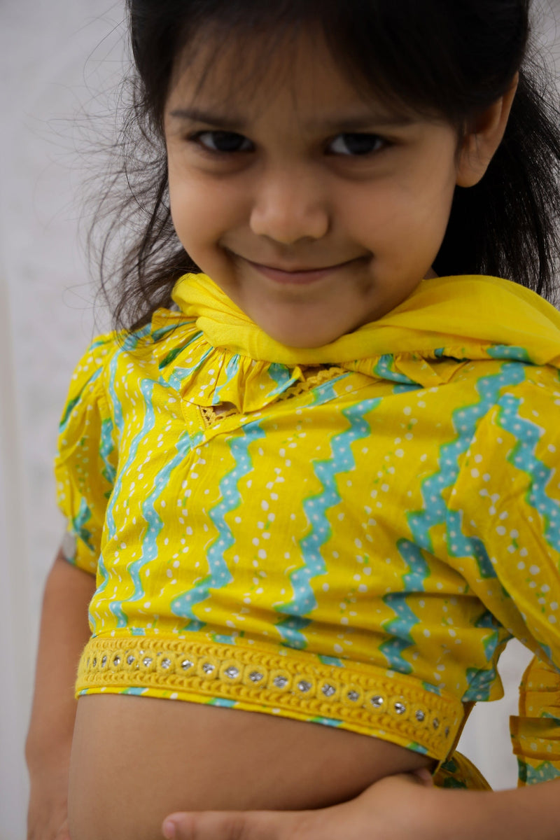 yellow Sky Blue Lehenga