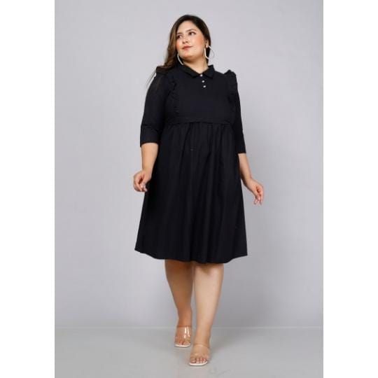 Solid Black Maternity Midi Dress