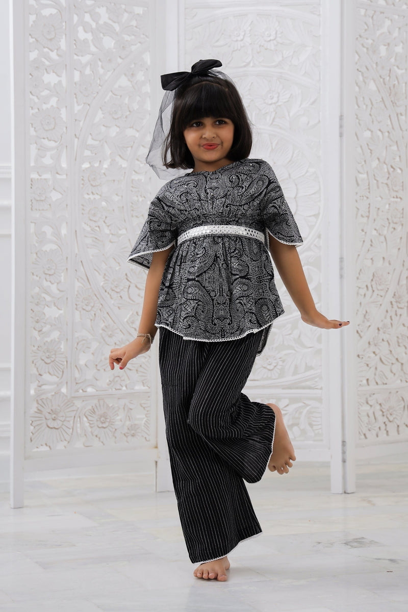 Black Paisley Kaftan Set