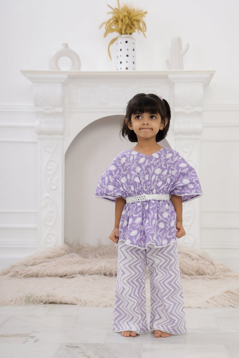 Lilac Floral Kaftan Set