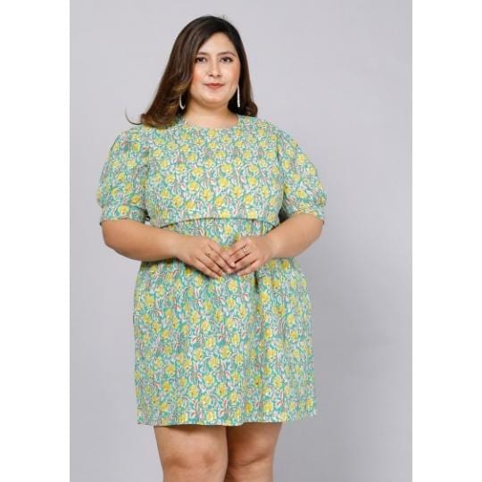 Medium Turquoise Floral Maternity Short Dress