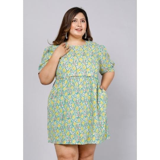 Medium Turquoise Floral Maternity Short Dress