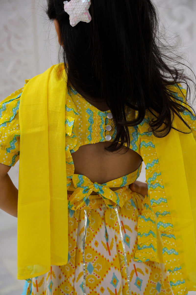 yellow Sky Blue Lehenga