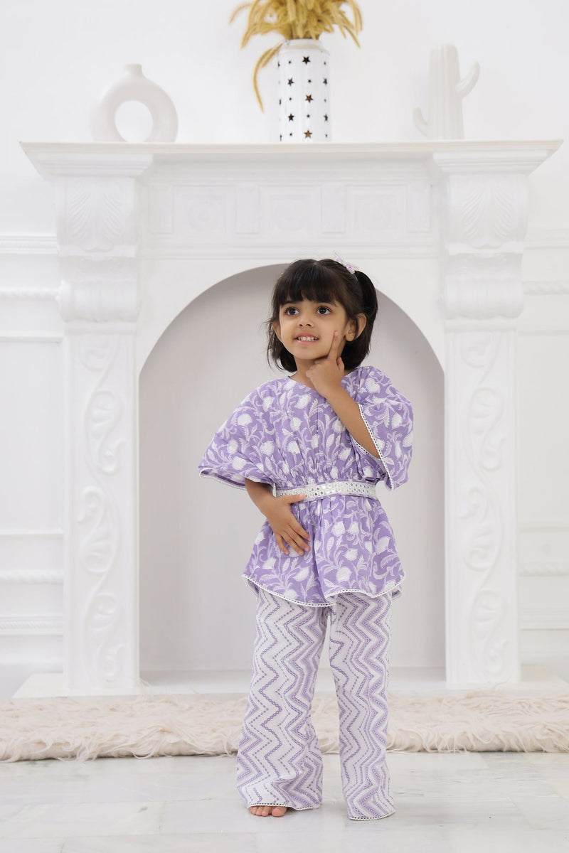 Lilac Floral Kaftan Set