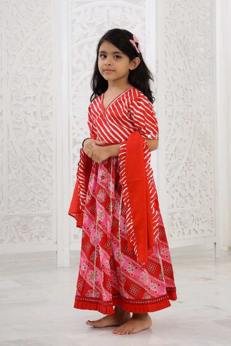 Red Lehriya Lehenga