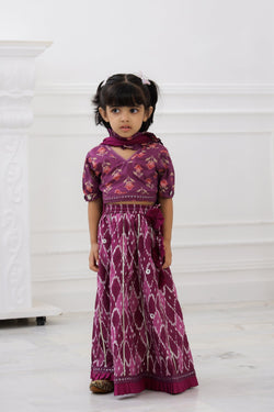 burgundy Rose print lehenga