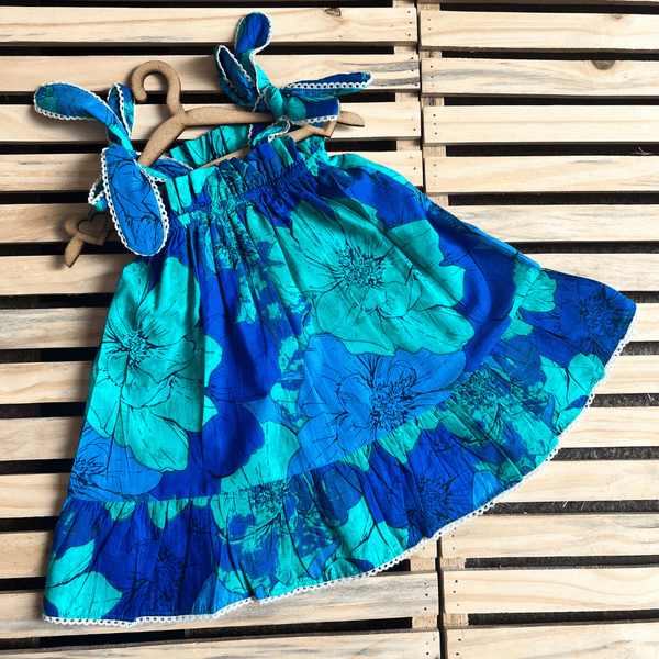 Scarlet Blooms blue Pinafore