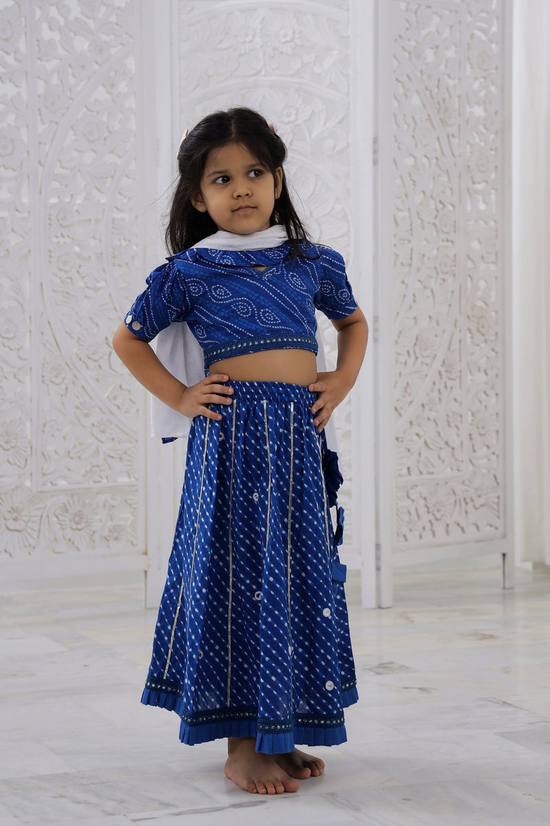 blue Bandhani lehenga