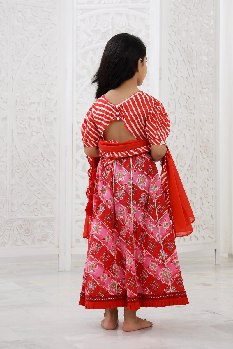 Red Lehriya Lehenga