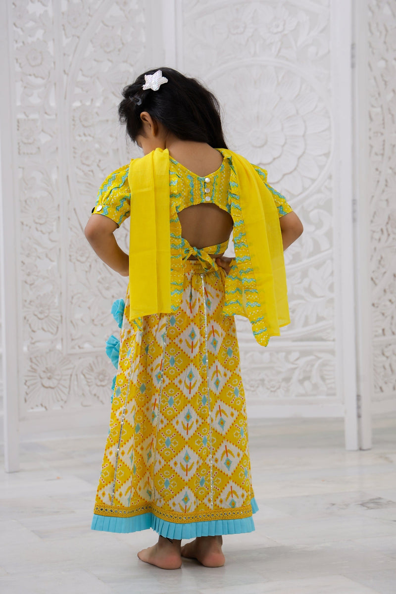 yellow Sky Blue Lehenga