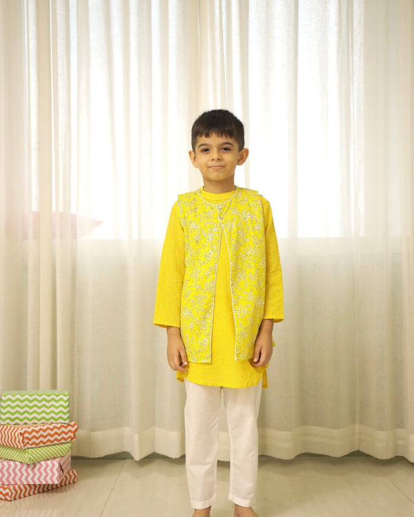 Jasmine Yellow Kurta Jacket set