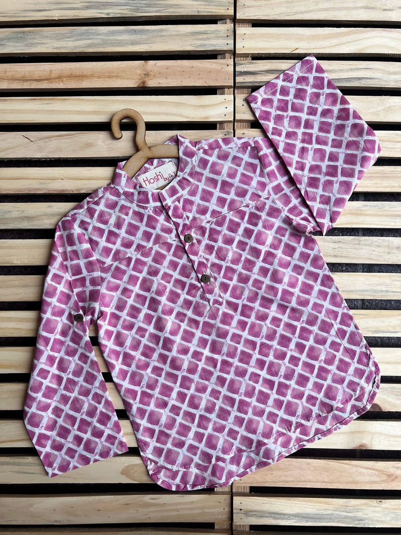 RAZZMIC BERRY DIAMOND KURTA SHIRT