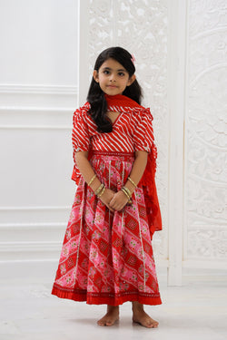 Red Lehriya Lehenga