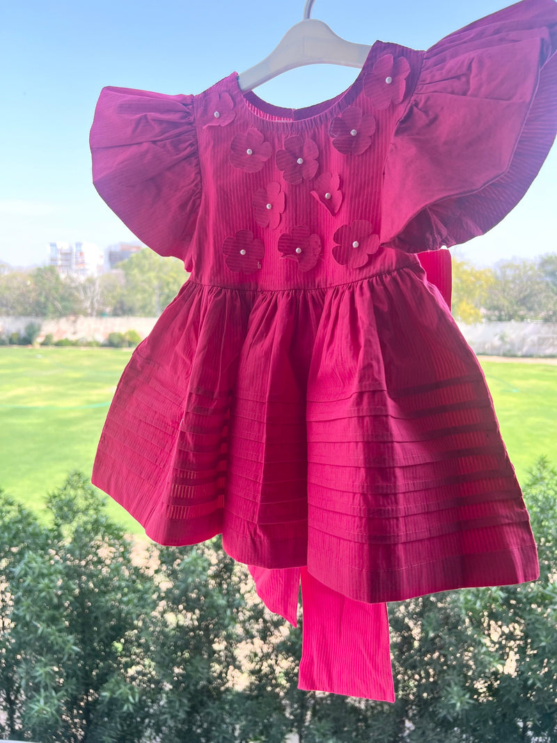 RASPBERRY PINK FROCK WITH BOW