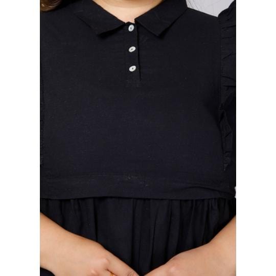 Solid Black Maternity Midi Dress