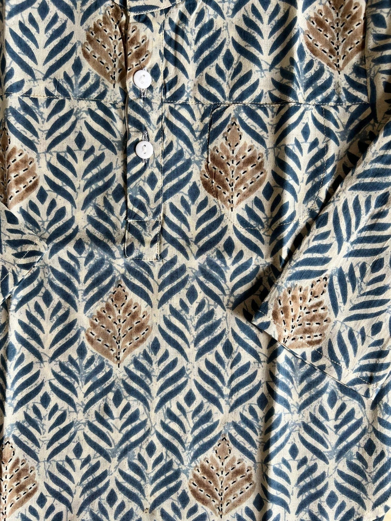 ROWAN LEAVES PRINT KURTA SHIRT