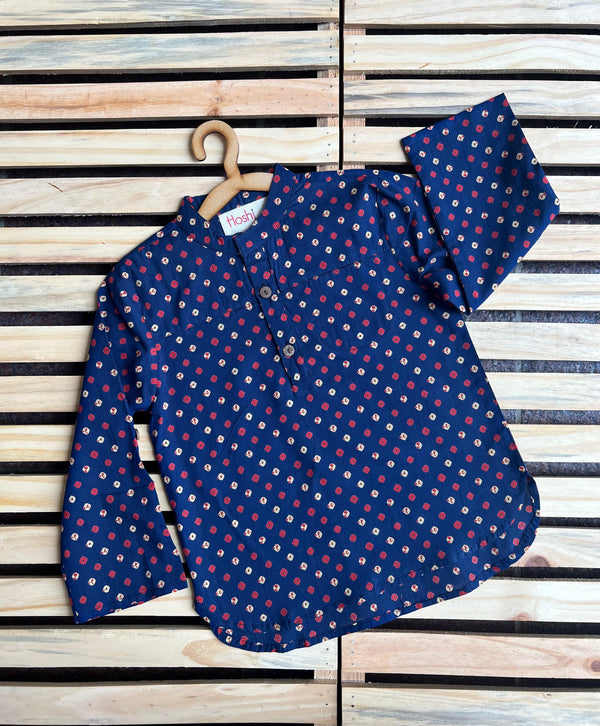 BLUE BANDHEJ KURTA SHIRT