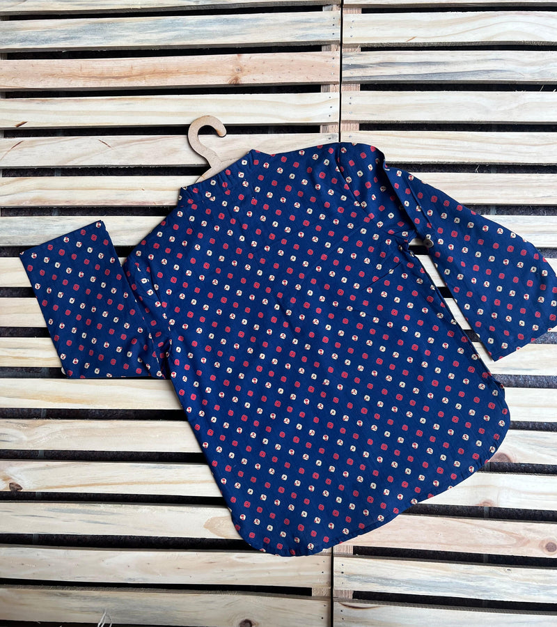 BLUE BANDHEJ KURTA SHIRT