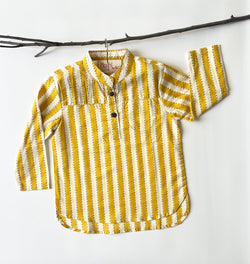 YELLOW BAR KURTA SHIRT