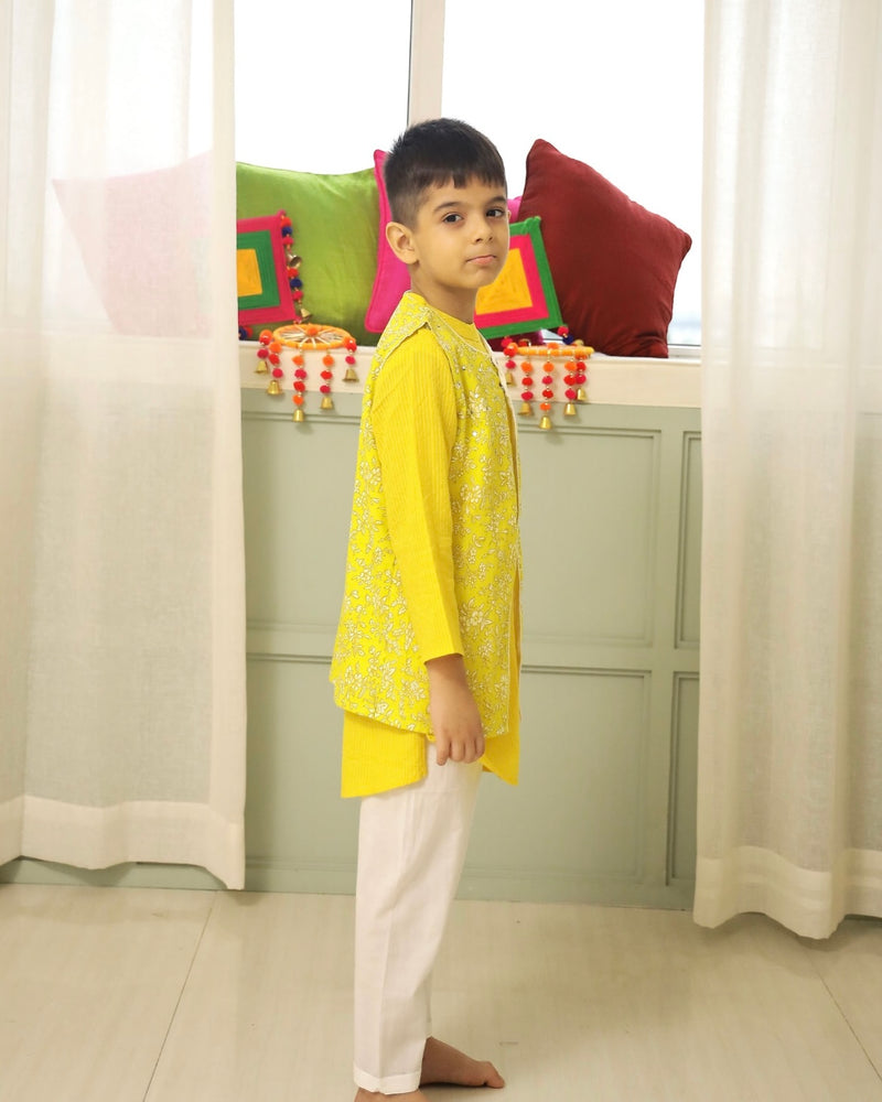 Jasmine Yellow Kurta Jacket set