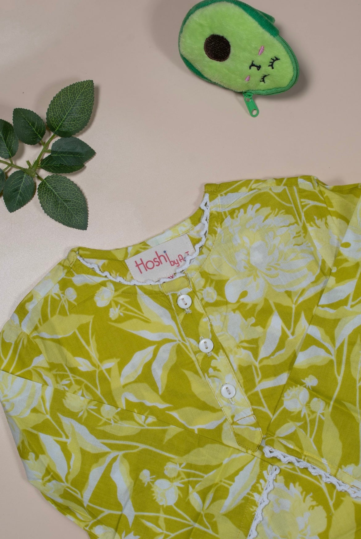 Neon floral printed Girls Kurti Set