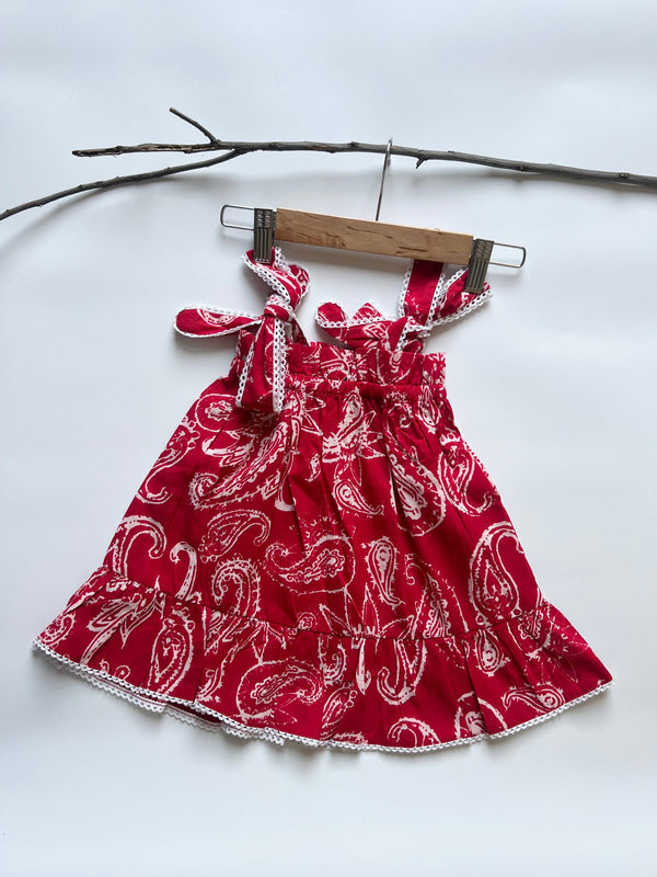 Paisley Charm Red Pinafore Frock