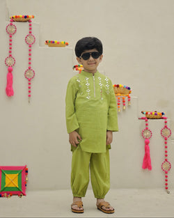 Shimmer Green Mirror Kurta Set