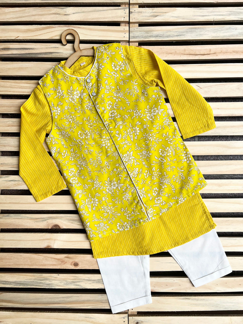 Jasmine Yellow Kurta Jacket set