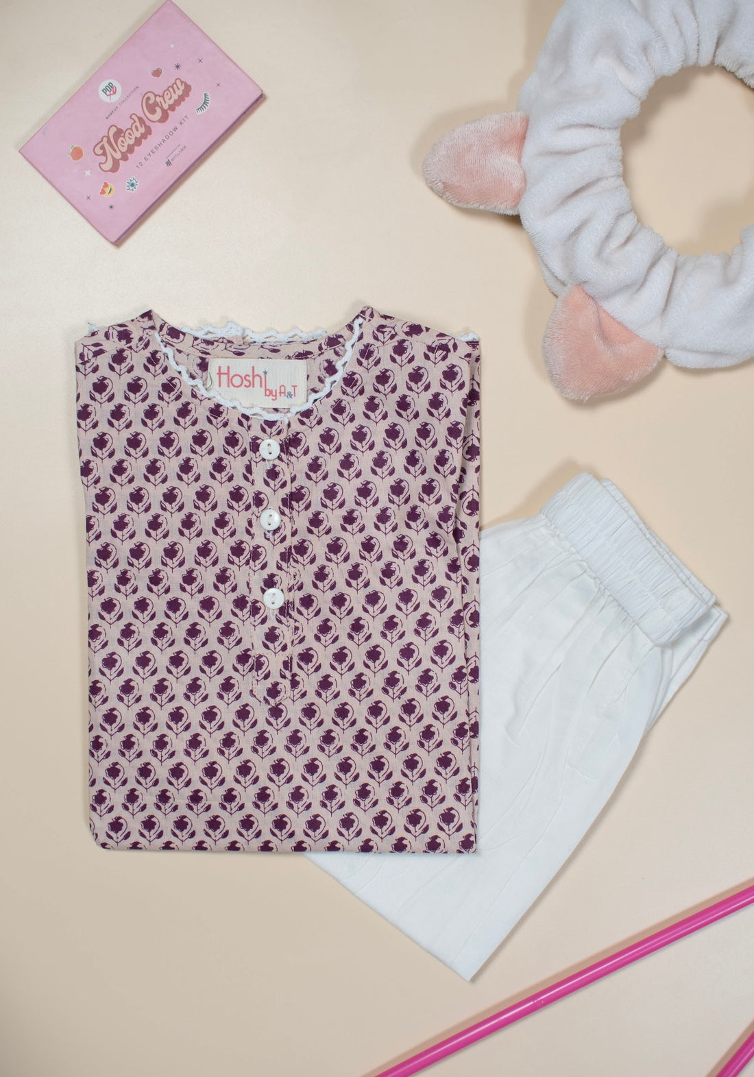 Purple flowers Girls Kurti Set