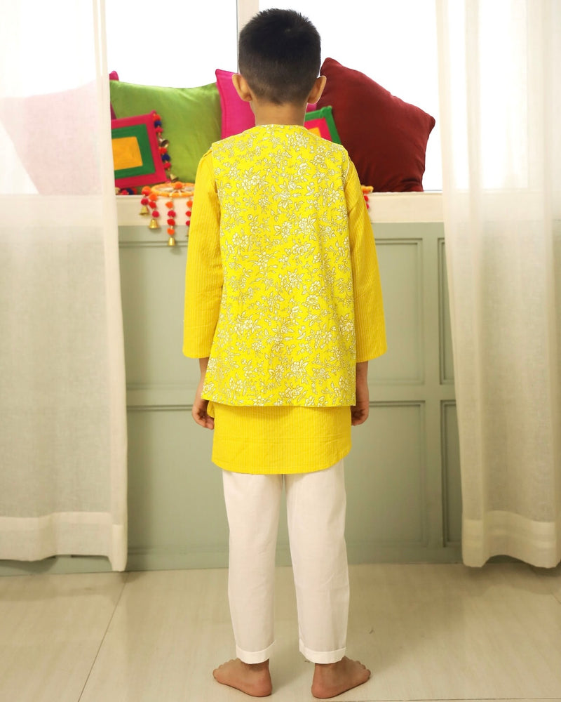 Jasmine Yellow Kurta Jacket set