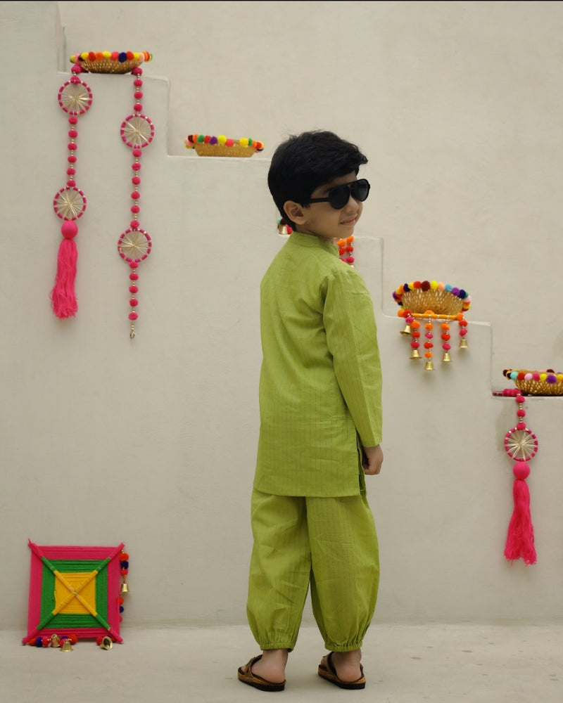 Shimmer Green Mirror Kurta Set