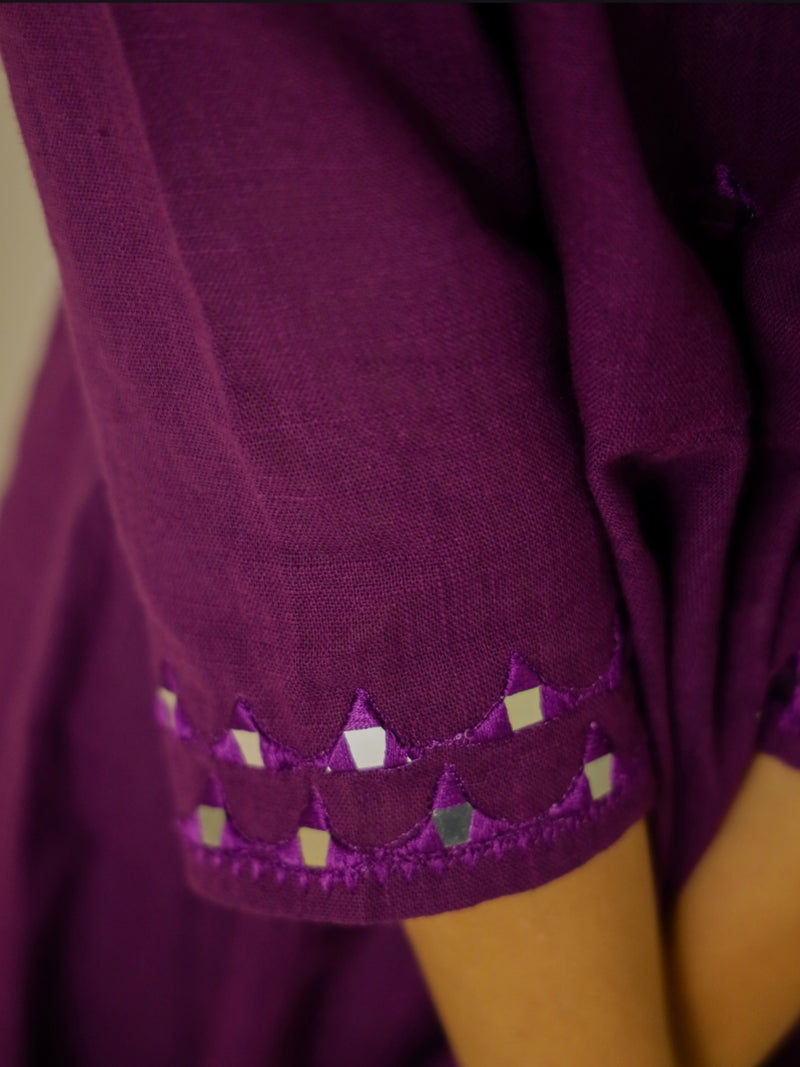 Purple Mirror Work Anarkali