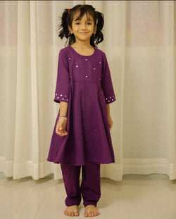 Purple Mirror Work Anarkali