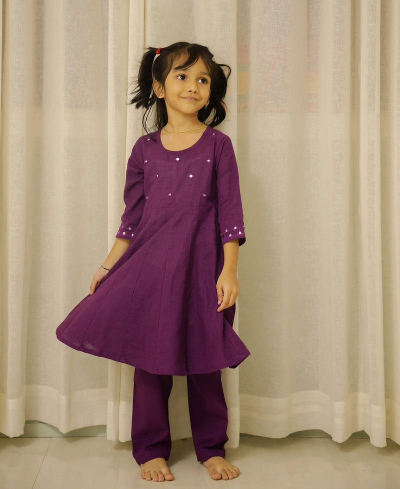 Purple Mirror Work Anarkali