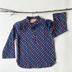 BLUE BANDHEJ KURTA SHIRT