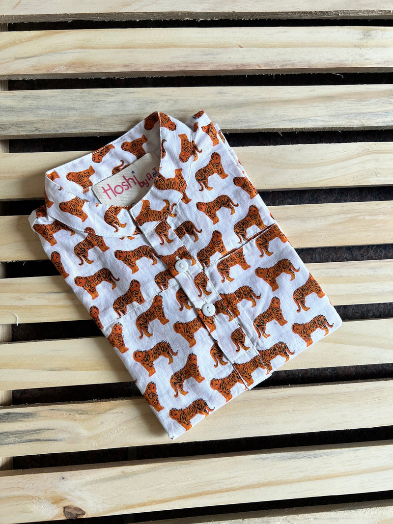 EXOTIC TIGER PRINT KURTA SHIRT