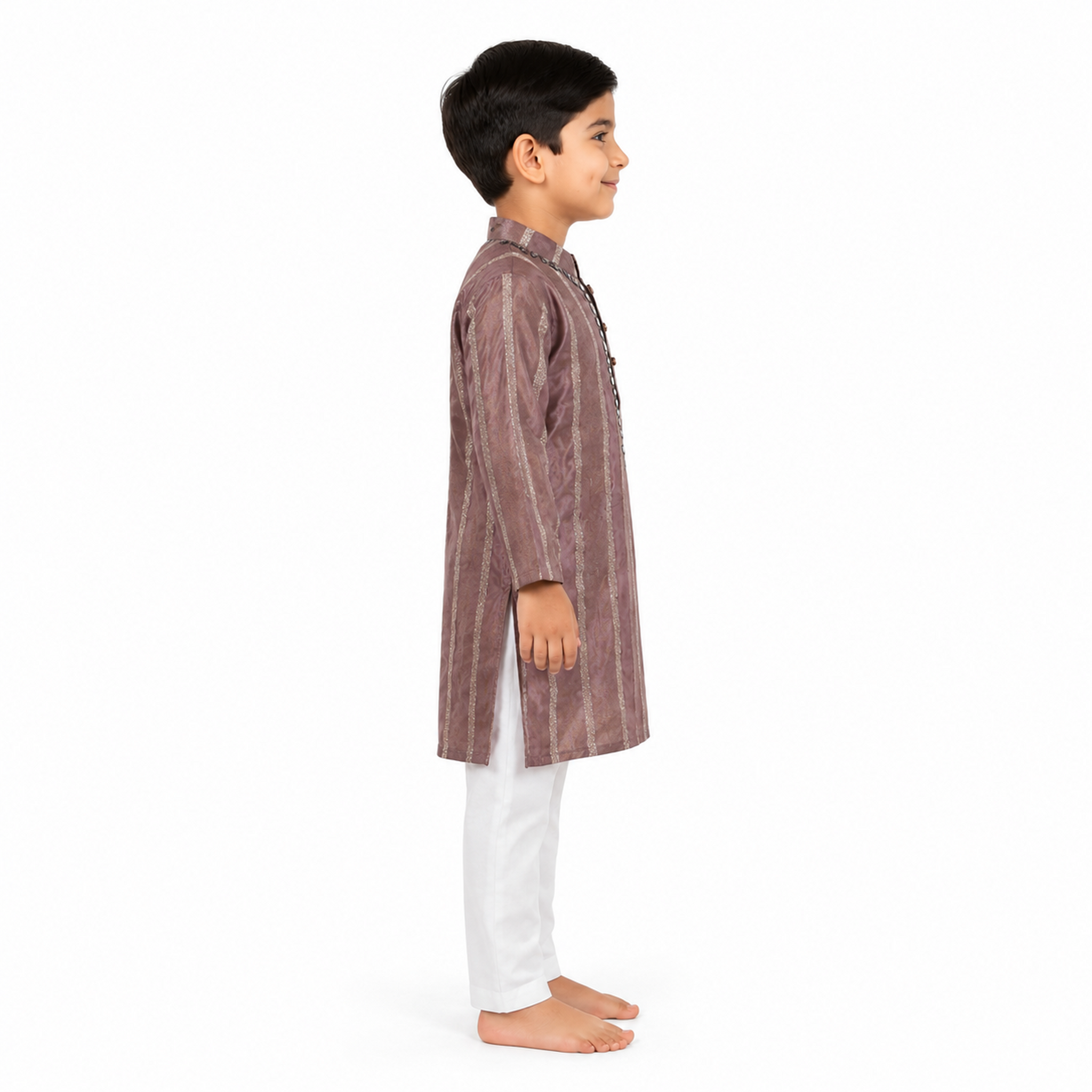Mauve Striped Kurta Pajama Set