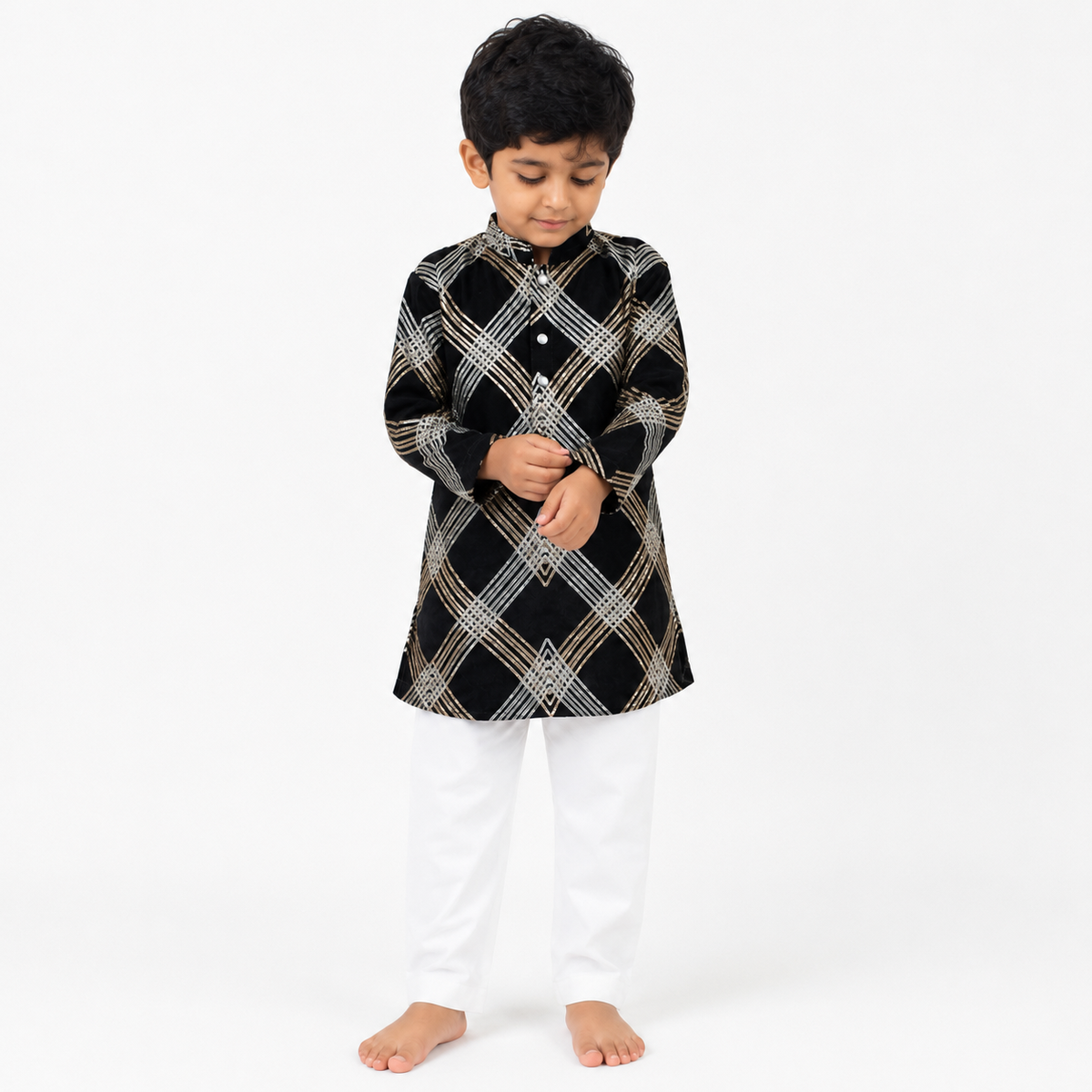 Dark Blue Gota Kurta Pajama Set