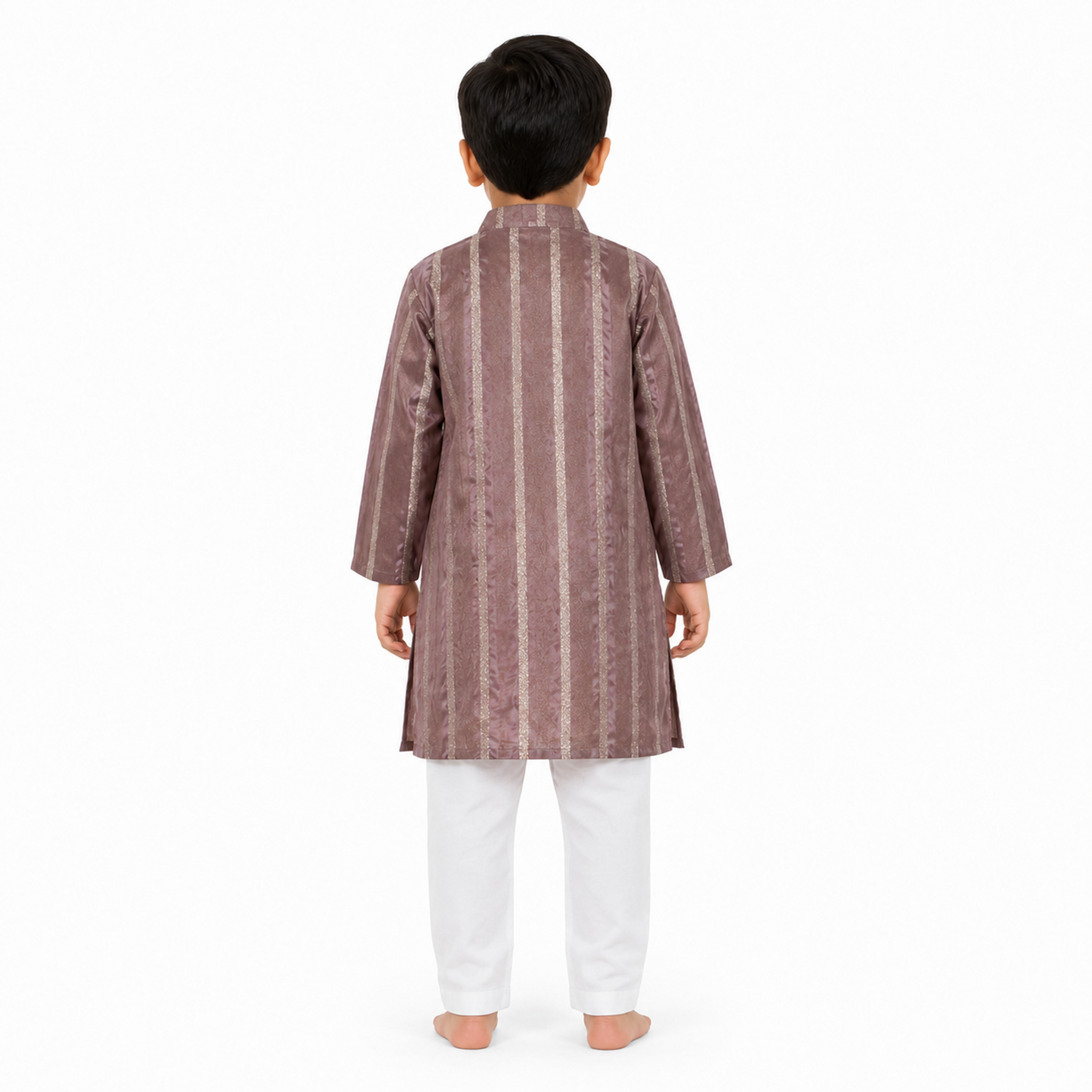 Mauve Striped Kurta Pajama Set