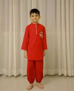 Red Horse Kurta Set