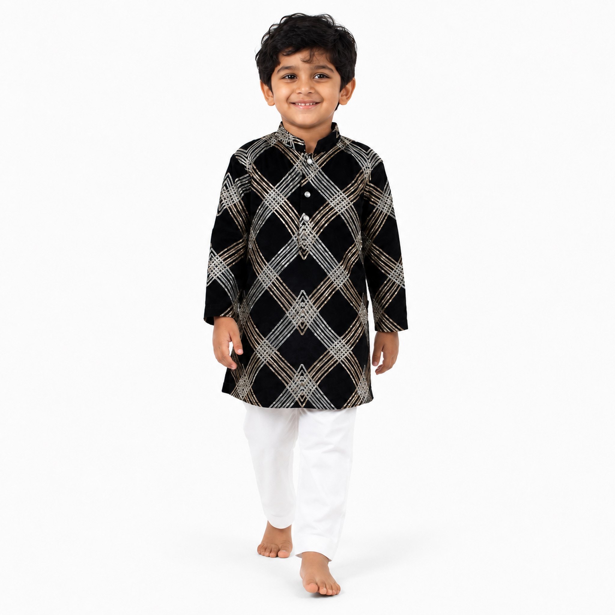 Dark Blue Gota Kurta Pajama Set