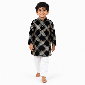 Dark Blue Gota Kurta Pajama Set