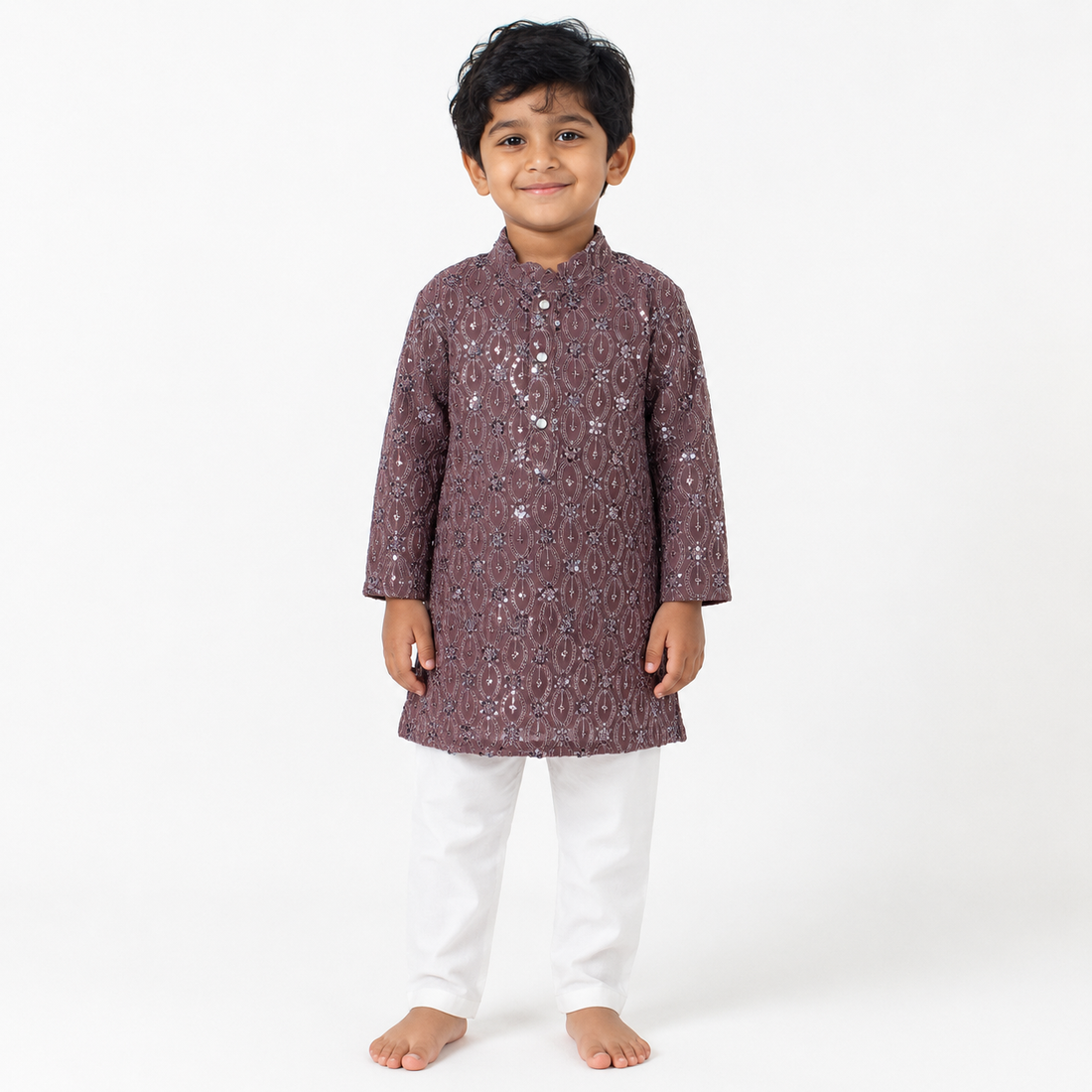 Mauve Embellished Kurta Pajama Set