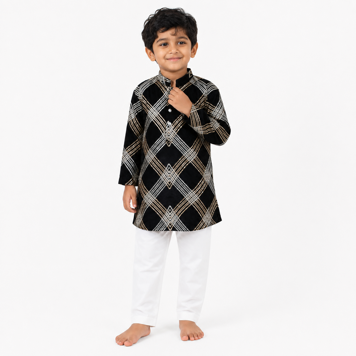 Dark Blue Gota Kurta Pajama Set