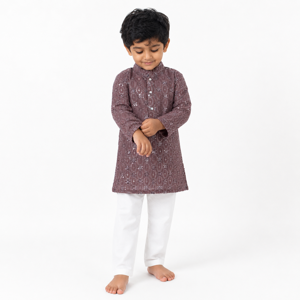 Mauve Embellished Kurta Pajama Set