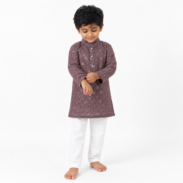 Mauve Embellished Kurta Pajama Set