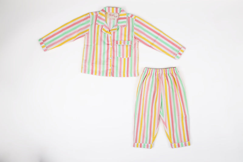 Pastel Stripes Print Night wear