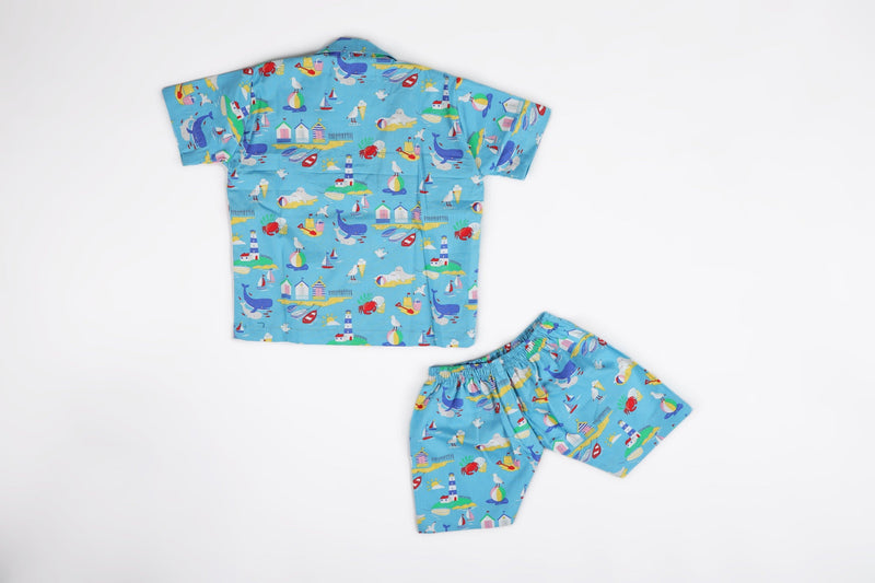 Aqua Beach Print Lounge Wear